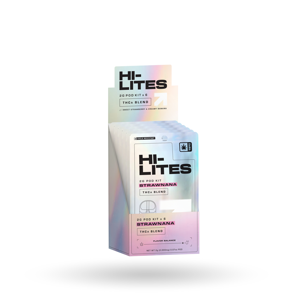 2g Hi-Lites THCa Pod Starter Kit 6 Pack: Strawnanna