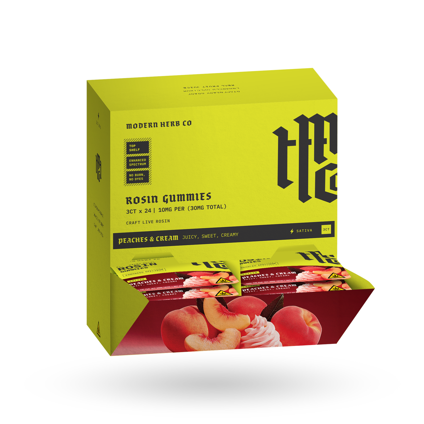 Live Rosin Gummies: Peaches & Cream (Sativa), 3ct - 24pk