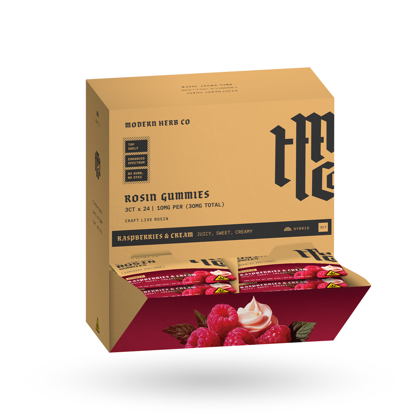 Live Rosin Gummies: Raspberries & Cream (Hybrid), 3ct - 24pk