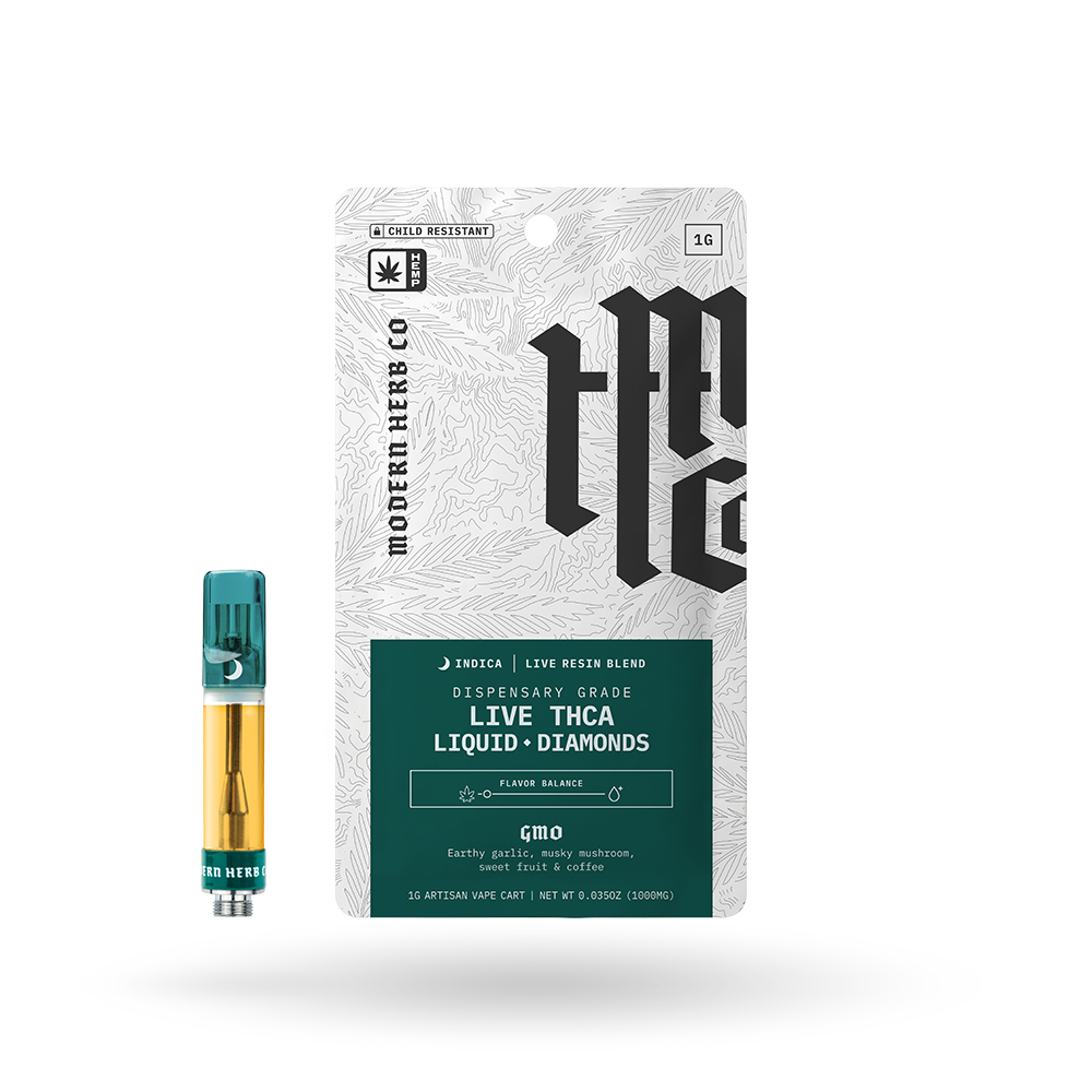 THCa Live Resin Liquid Diamonds Vape Cartridge 12 Pack: GMO (Indica) - 1g