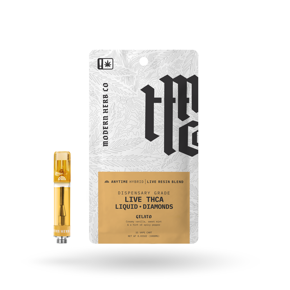 THCa Vape Cartridge Live Resin Liquid Diamonds 12 Pack: Gelato (Hybrid)
