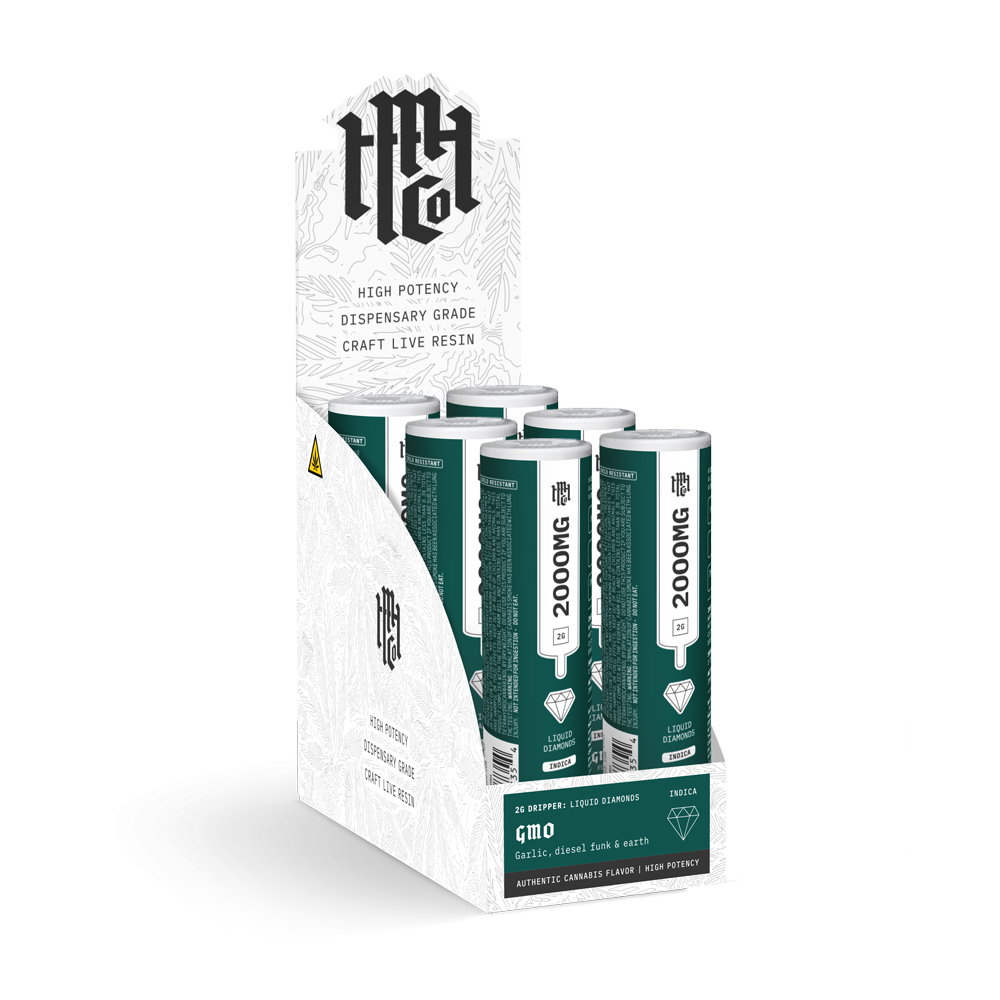 THCa Dripper Live Resin Liquid Diamonds: GMO (Indica) 2g, 6pk