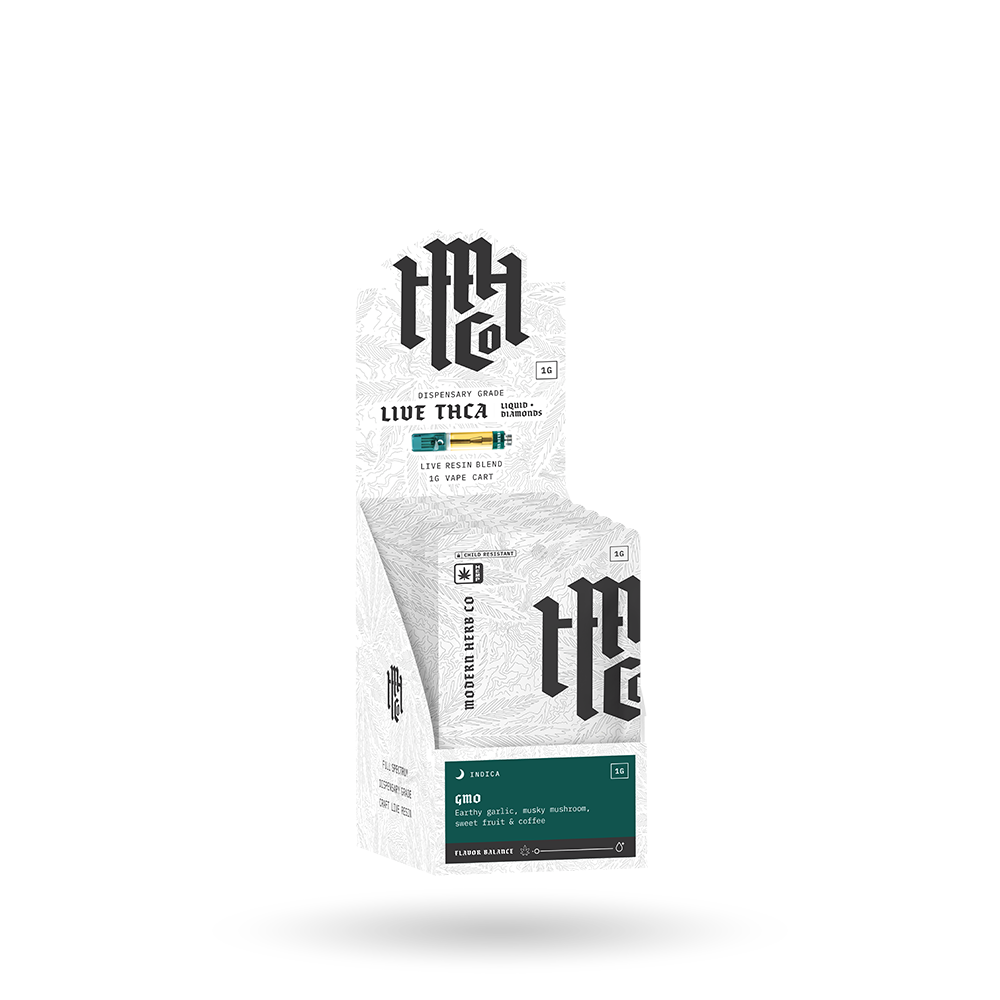 THCa Live Resin Liquid Diamonds Vape Cartridge 12 Pack: GMO (Indica) - 1g