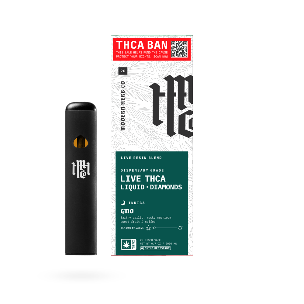 THCa Disposable Live Resin Liquid Diamonds 12 Pack: GMO (Indica) - 2g