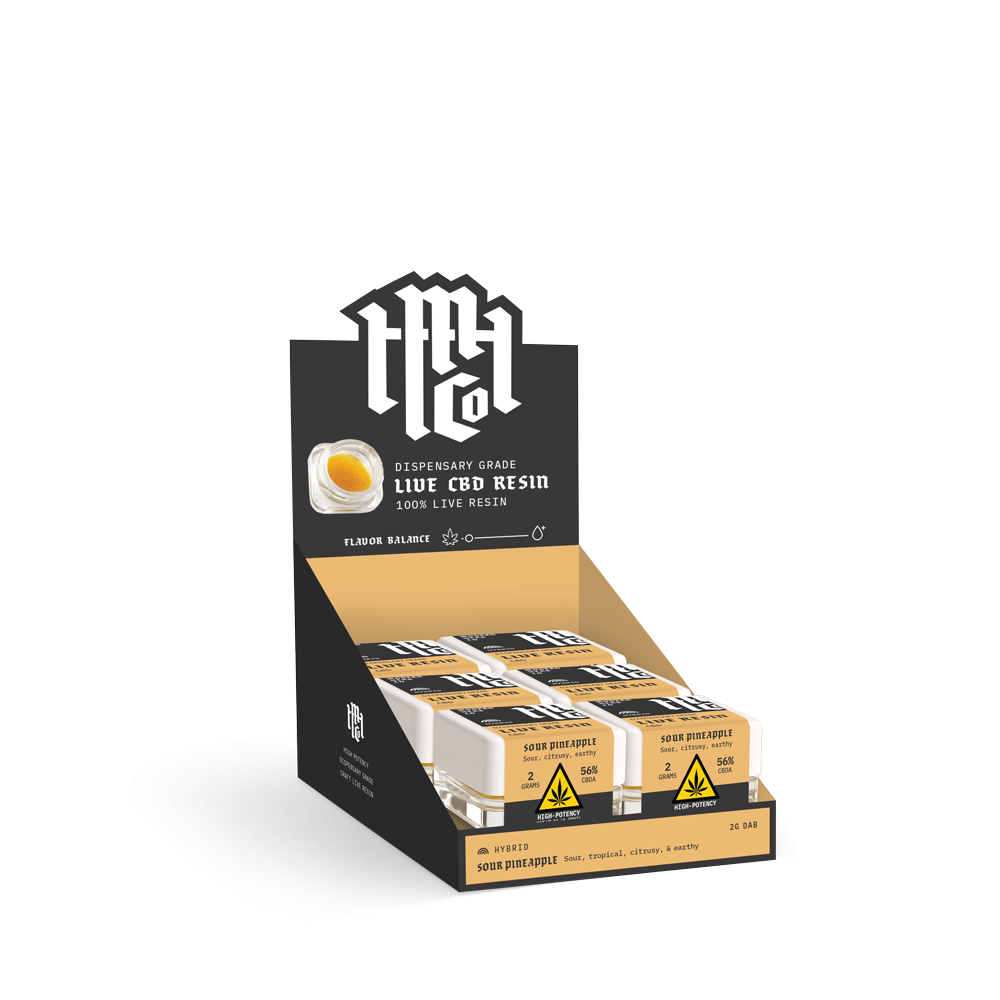 Live Resin CBD Dab: Sour Pineapple (Hybrid), 2g - 6pk