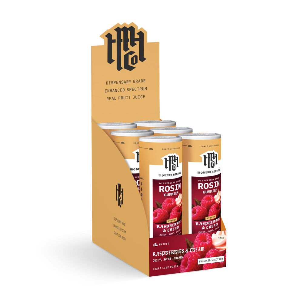 30ct - MHC D9 10mg Rosin Gummy - Raspberries & Cream (Hybrid) - 6pk