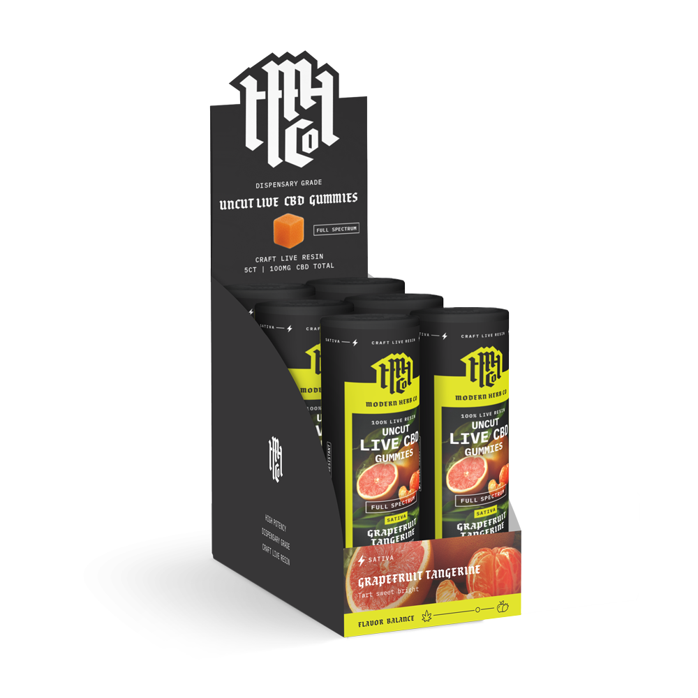 CBD Live Resin Gummies: Grapefruit Tangerine (Sativa) 5ct - 6pk
