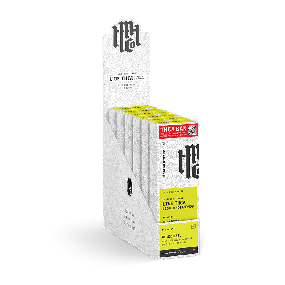 1g THCa Live Resin Liquid Diamonds Disposable 12 Pack: Sour Diesel (Sativa)