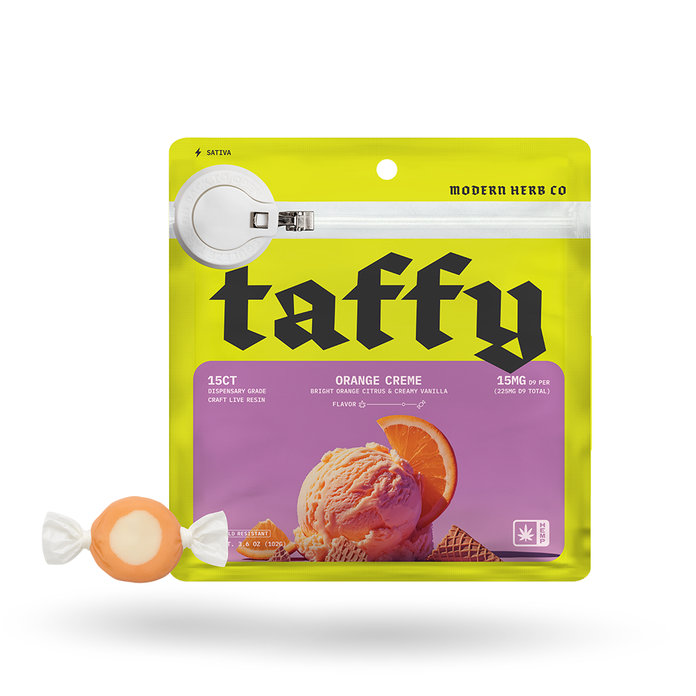 Live Resin D9 Taffy: Orange Creme (Sativa), 15ct, 12pk