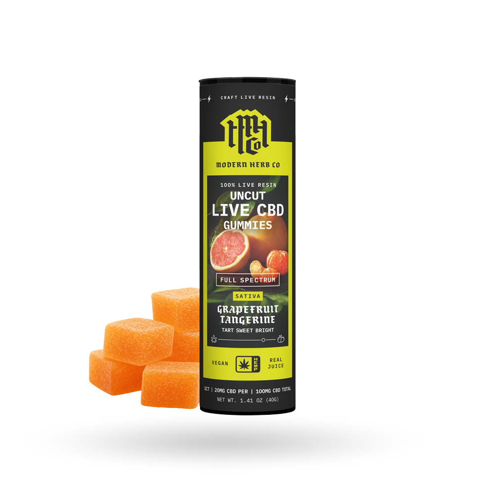CBD Live Resin Gummies: Grapefruit Tangerine (Sativa) 5ct - 6pk