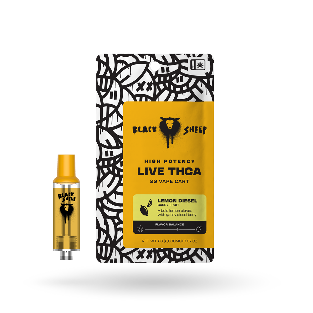 2g Black Sheep Live THCa Quad Blend Cartridge 12 Pack: Lemon Diesel
