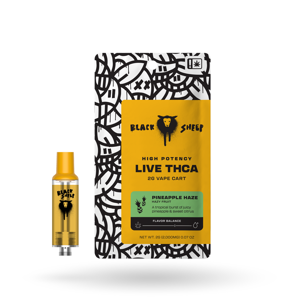 2g Black Sheep Live THCa Quad Blend Cartridge 12 Pack: Pineapple Haze
