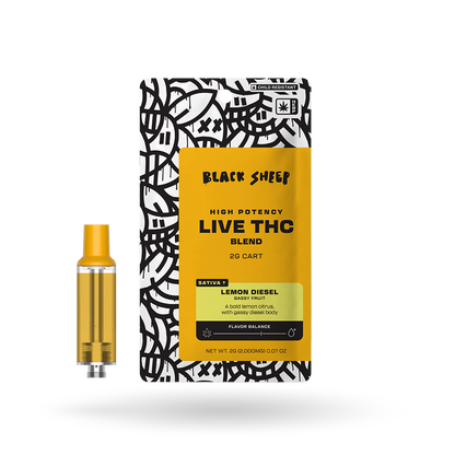 2g Black Sheep Live THC Blend Cartridge 12 Pack: Lemon Diesel