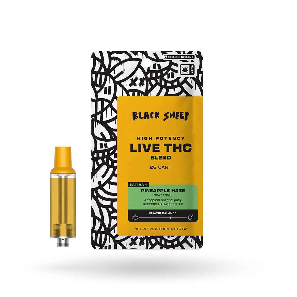 2g Black Sheep Live THC Blend Cartridge 12 Pack: Pineapple Haze
