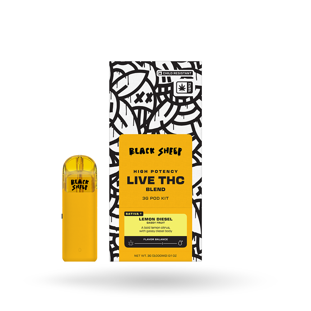 3g Black Sheep Live THC Blend Pod Starter Kit 6 Pack: Lemon Diesel