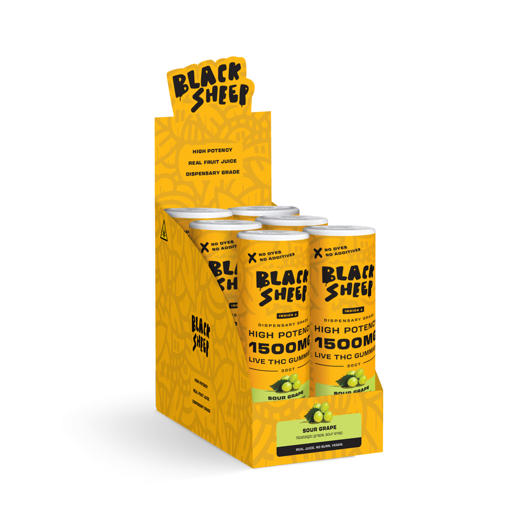 Live THC Gummy: Sour Grape (Indica), 30ct - 6pk