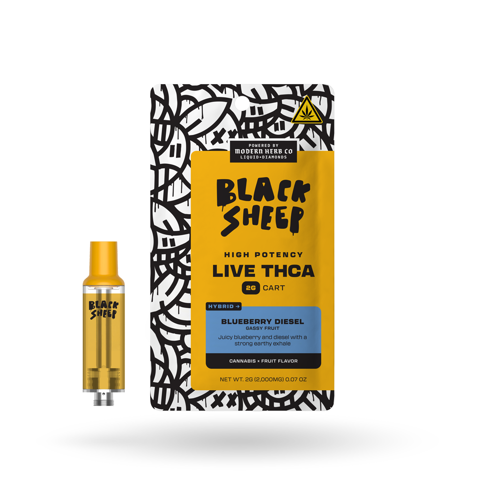 Liquid Diamonds Vape Cartridge: Blueberry Diesel (Hybrid), 2g - 6pk
