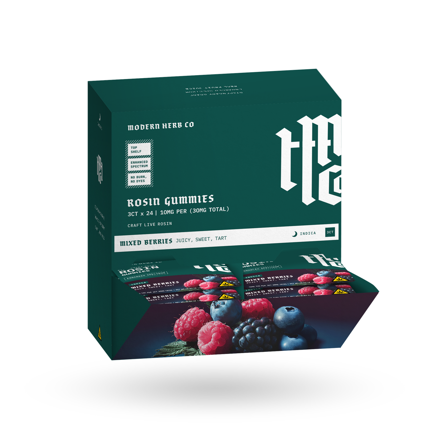 Live Rosin Gummies: Mixed Berries (Indica), 3ct - 24pk