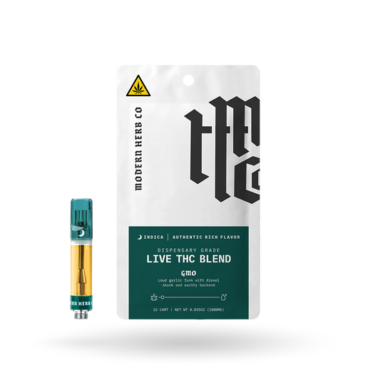Live THC Vape Cartridge: GMO (Indica) 1g - 12 Pack