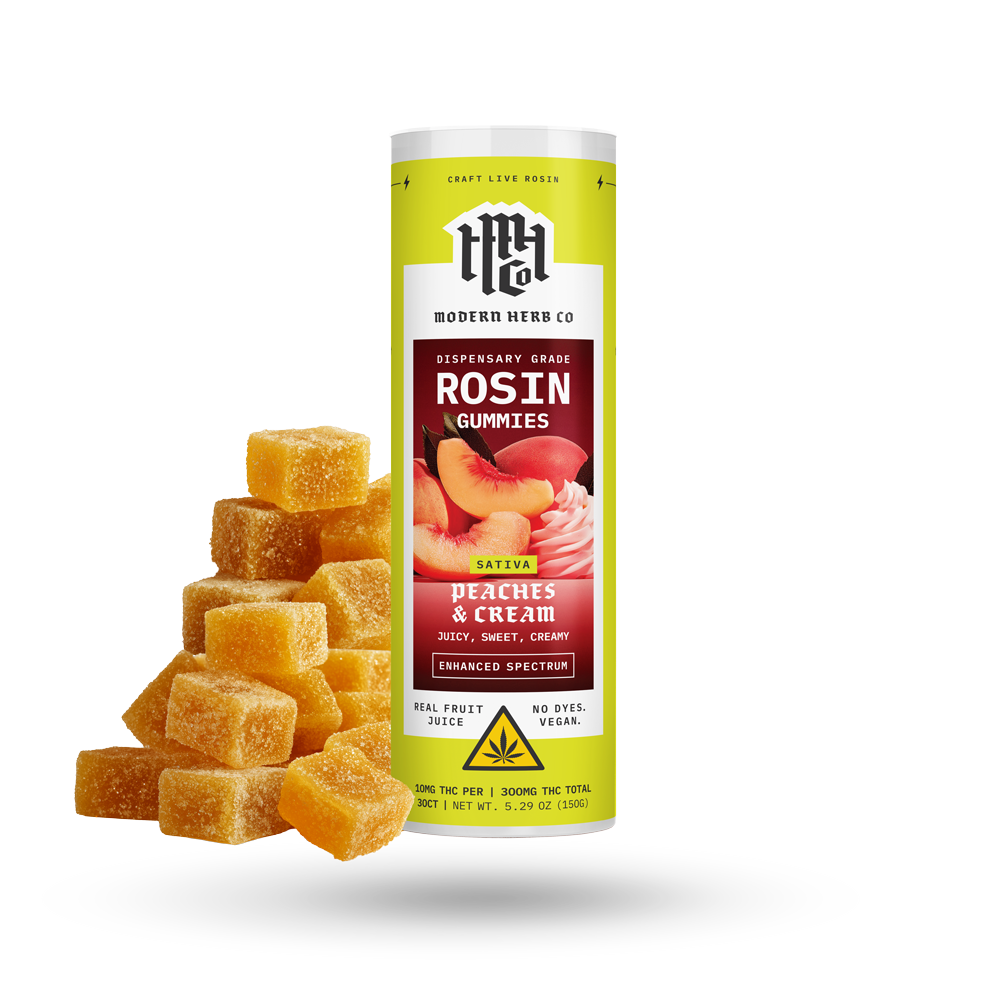 Live Rosin Gummies: Peaches & Cream (Sativa), 30ct - 6pk