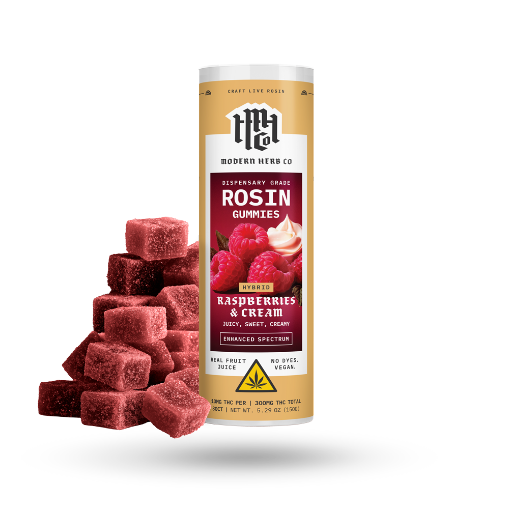 30ct - MHC D9 10mg Rosin Gummy - Raspberries & Cream (Hybrid) - 6pk