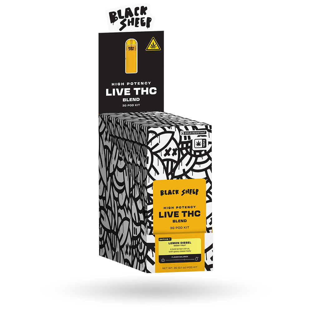 3g Black Sheep Live THC Blend Pod Starter Kit 6 Pack: Lemon Diesel