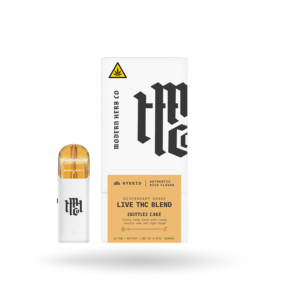 Live THC Pod Starter Kit: Zkittlez Cake (Hybrid) 2g - 6 Pack (D8)