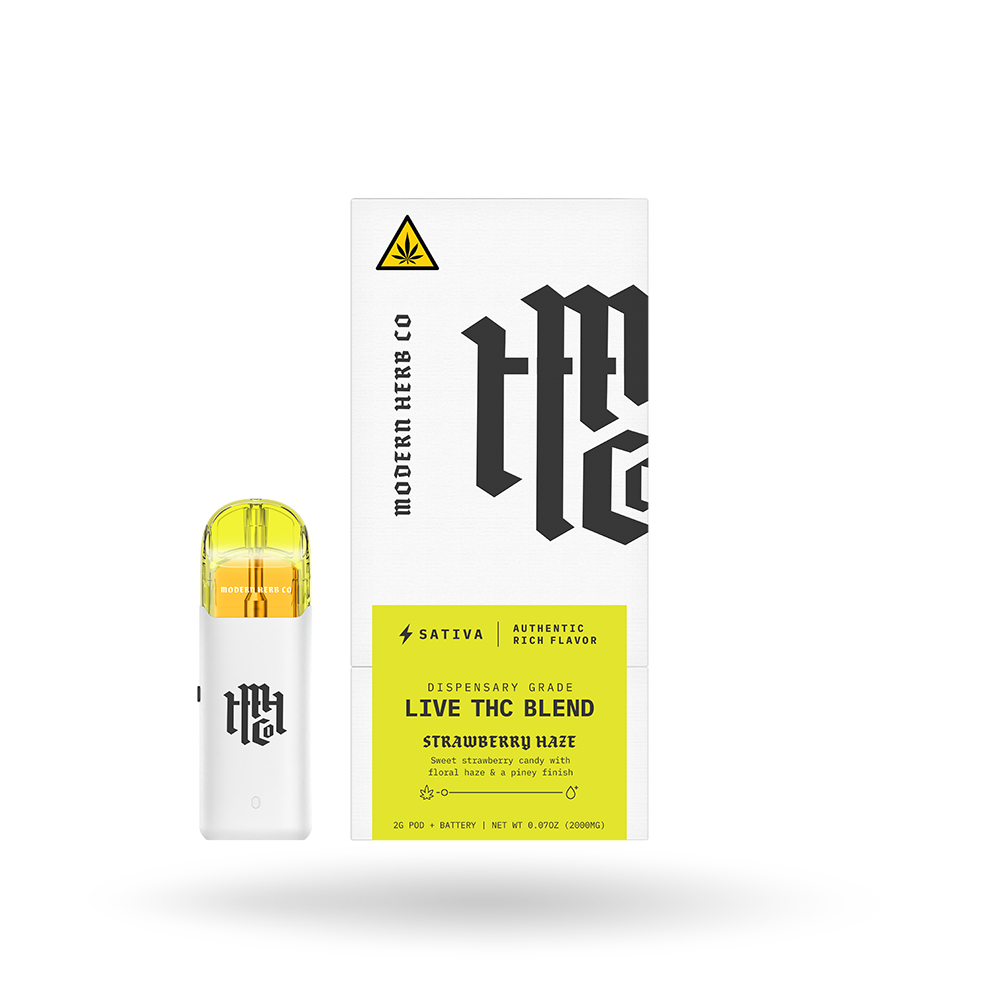 Live THC Pod Starter Kit: Strawberry Haze (Sativa) 2g - 6 Pack (D8)