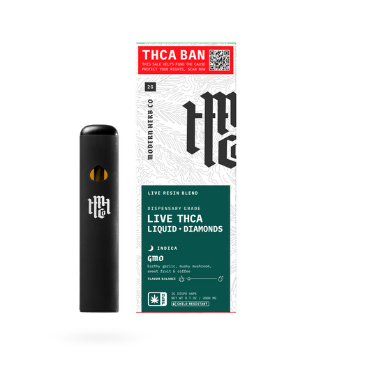 THCa Disposable Live Resin Liquid Diamonds 12 Pack: GMO (Indica) - 2g