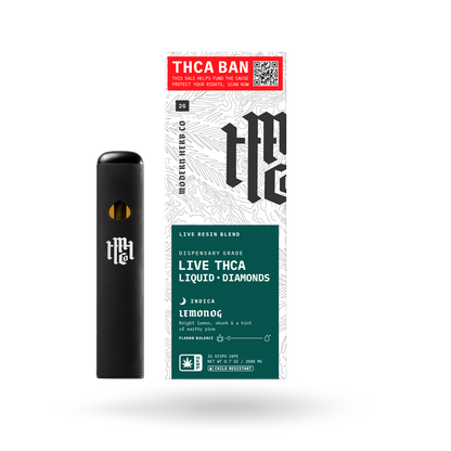 THCa Disposable Live Resin Liquid Diamonds: Lemon OG (Indica) - 2g