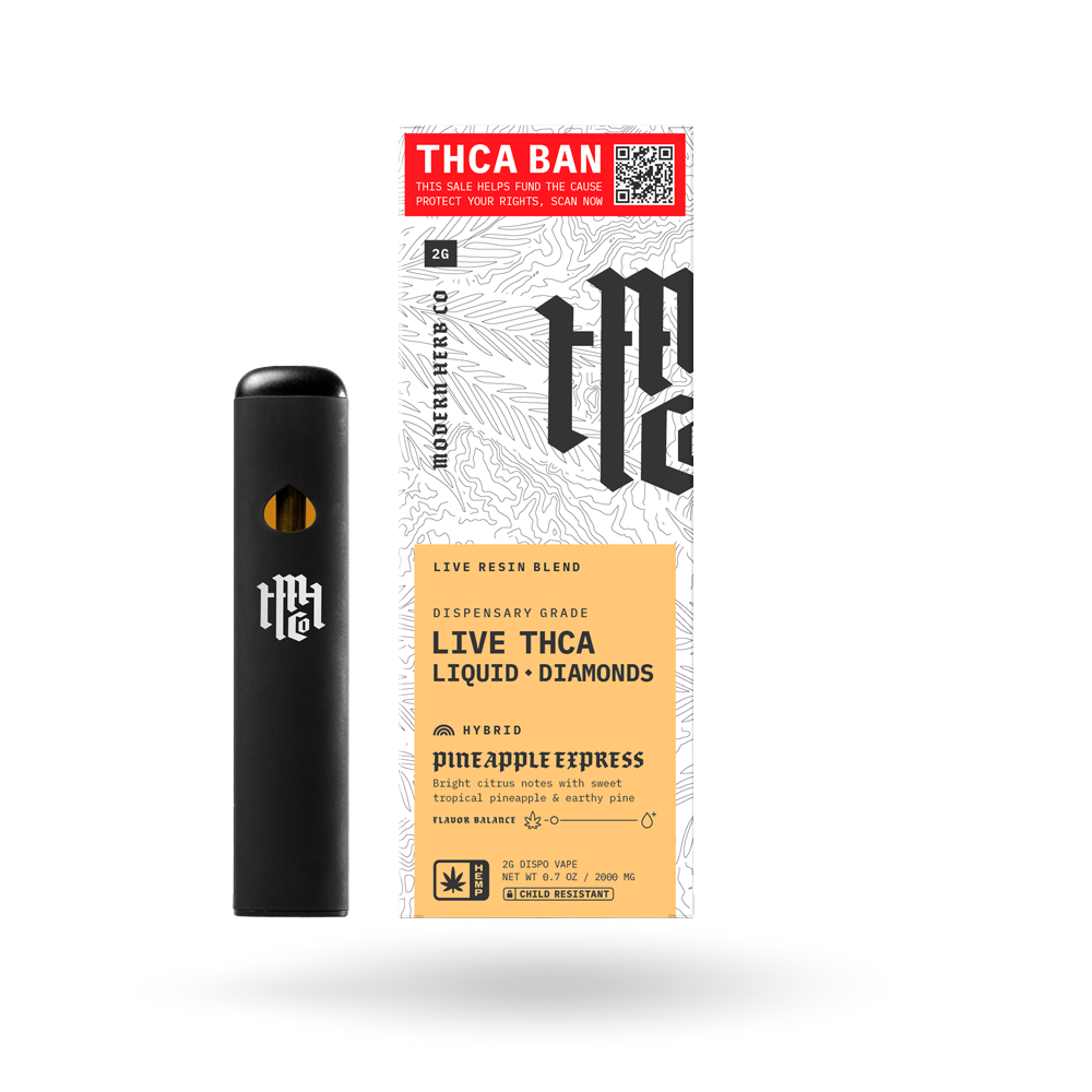 THCa Disposable Live Resin Liquid Diamonds 6 Pack: Pineapple Express (Hybrid) - 2g