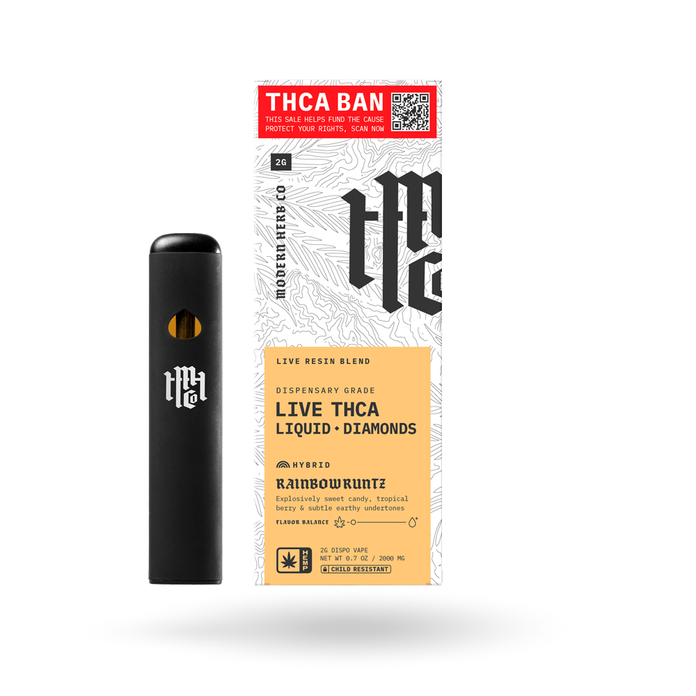 THCa Disposable Live Resin Liquid Diamonds 6 Pack: Rainbow Runtz (Hybrid) - 2g