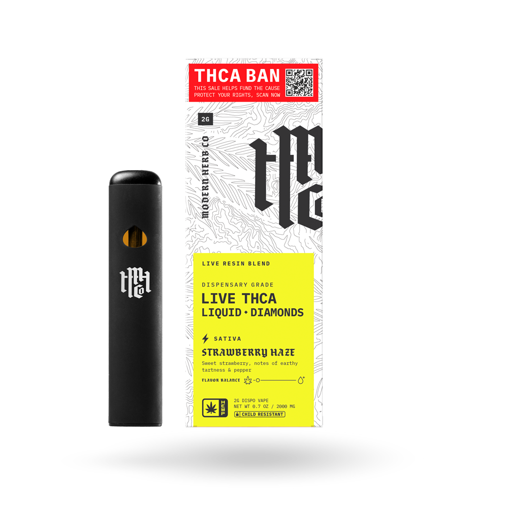 THCa Disposable Live Resin Liquid Diamonds 6 Pack: Strawberry Haze (Sativa) - 2g