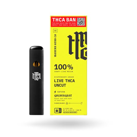 THCa Live Resin Disposable Uncut 6 Pack: Golden Goat (Sativa) - 1g, 6pk