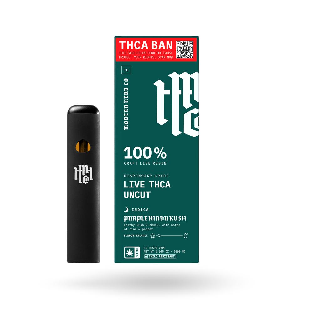 THCa Live Resin Disposable Uncut 6 Pack: Purple Hindu Kush (Indica) - 1g, 6pk