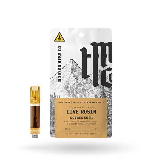 THCa Rosin Vape Cartridge: Kosher Kush (Hybrid), 1g - 12pk