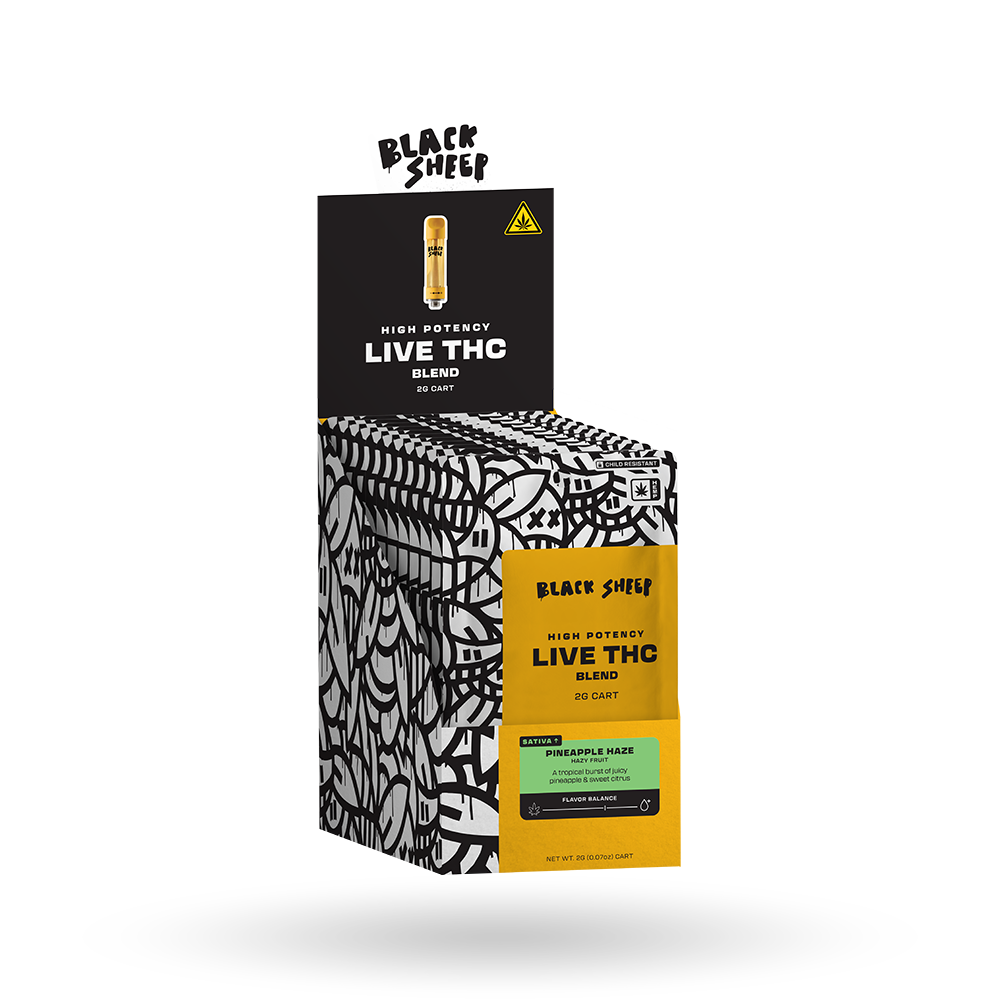 2g Black Sheep Live THC Blend Cartridge 12 Pack: Pineapple Haze