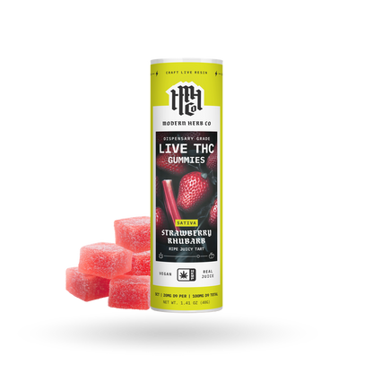 5ct Modern Herb Co Live D9 20mg Gummies 6 Pack: Daytrip Strawberry Rhubarb