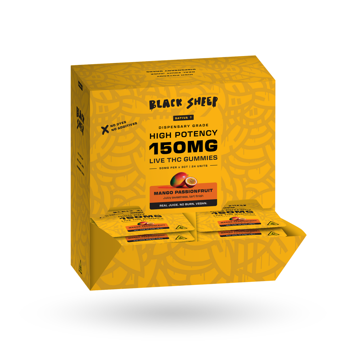 Live THC Gummy: Mango Passionfruit (Sativa), 3ct - 24pk