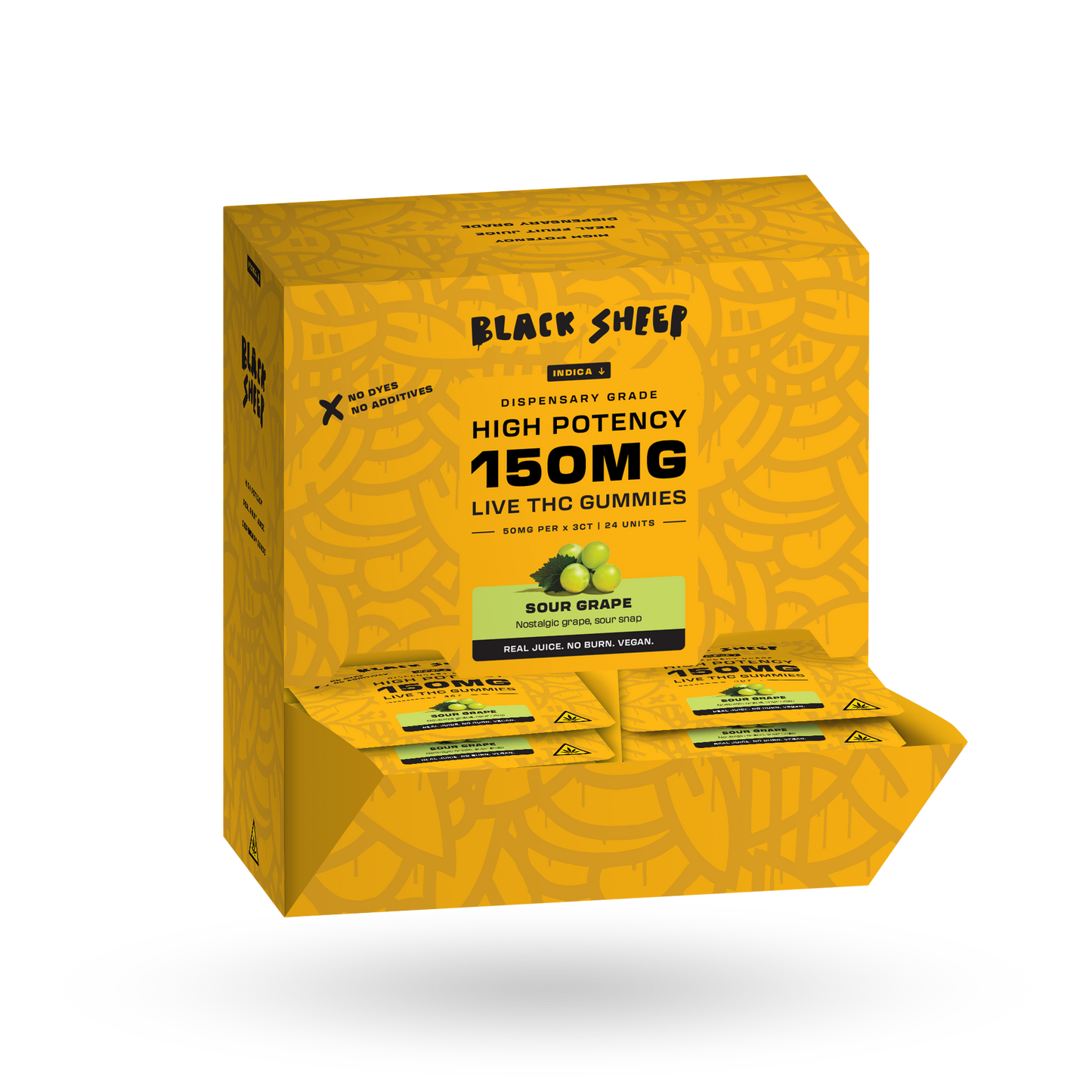 Live THC Gummy: Sour Grape (Indica), 3ct - 24pk