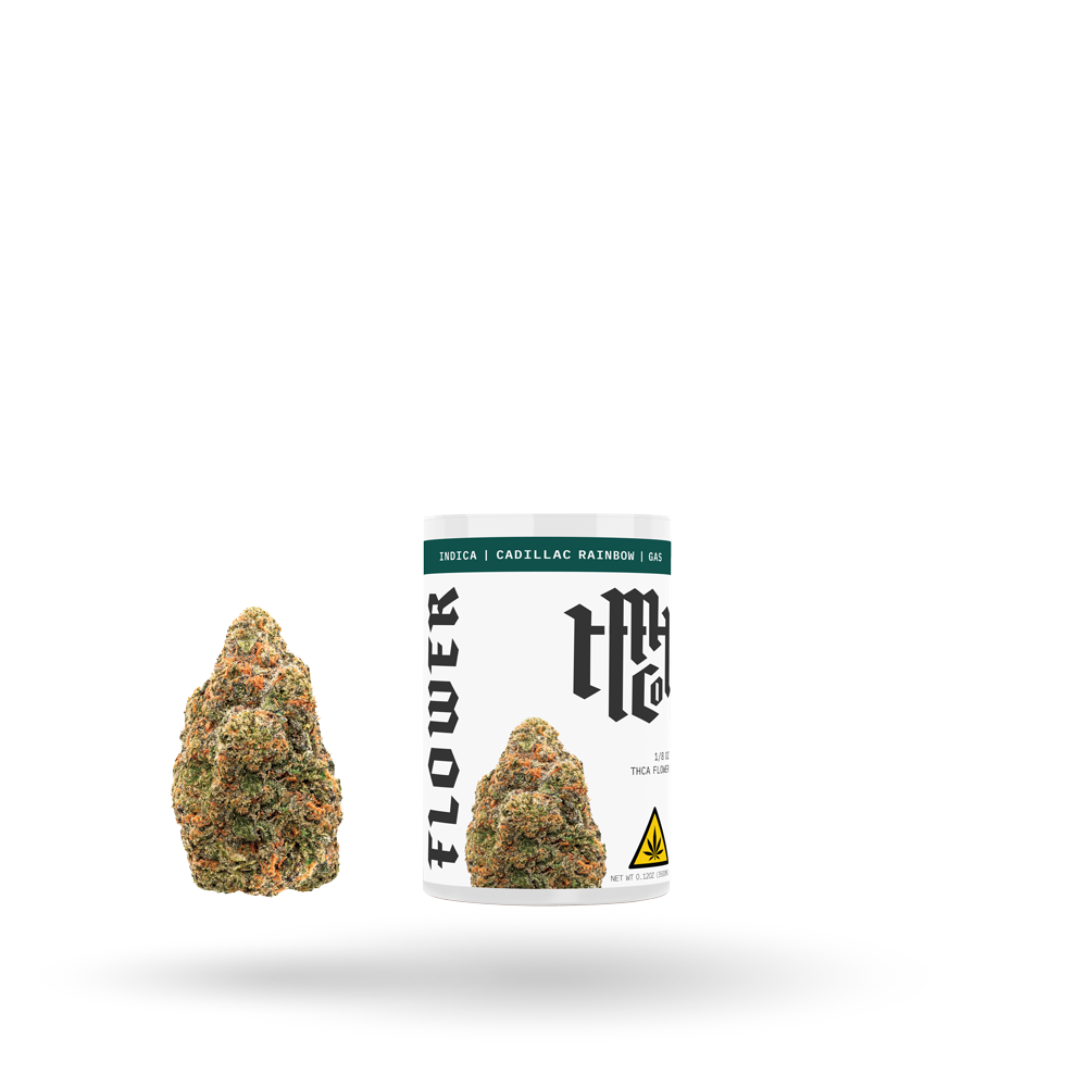 THCa Flower: Cadillac Rainbow (Indica), 1/8oz - 6pk