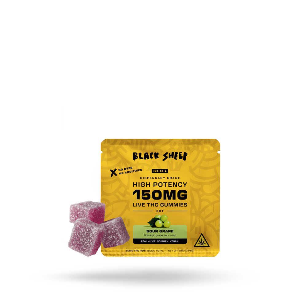 Live THC Gummy: Sour Grape (Indica), 3ct - 24pk