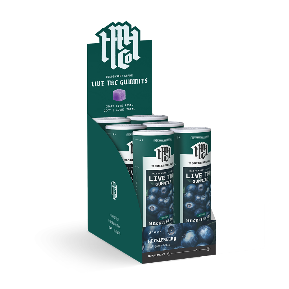 20ct Modern Herb Co Live D9 20mg Gummies 6 Pack: Knockout Oregon Huckleberry