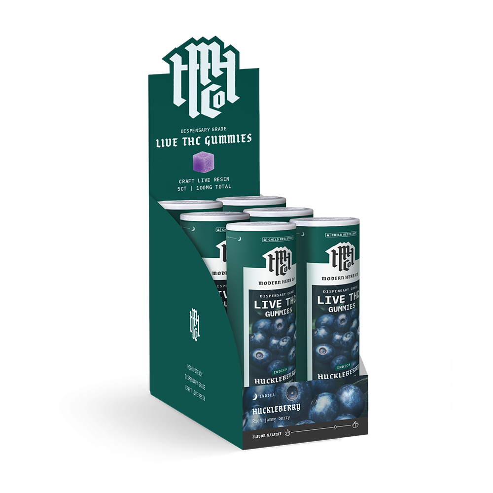 5ct Modern Herb Co Live D9 20mg Gummies 6 Pack: Knockout Oregon Huckleberry