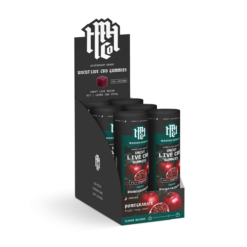 CBD Live Resin Gummies: Pomegranate (Indica) 5ct - 6pk