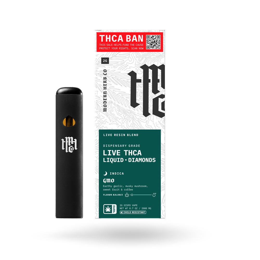 THCa Disposable Live Resin Liquid Diamonds 12 Pack: GMO (Indica) - 2g