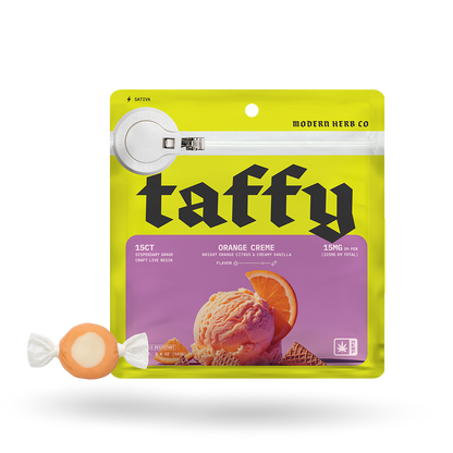 Live Resin D9 Taffy: Orange Creme (Sativa), 15ct, 12pk