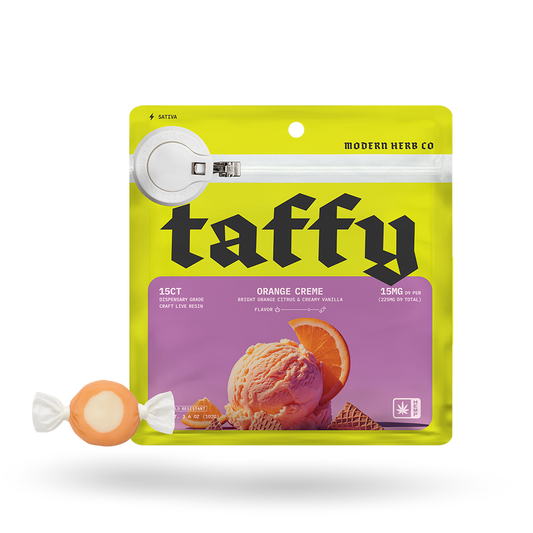 Live Resin D9 Taffy: Orange Creme (Sativa), 15ct, 12pk