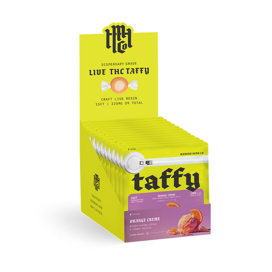 Live Resin D9 Taffy: Orange Creme (Sativa), 15ct, 12pk