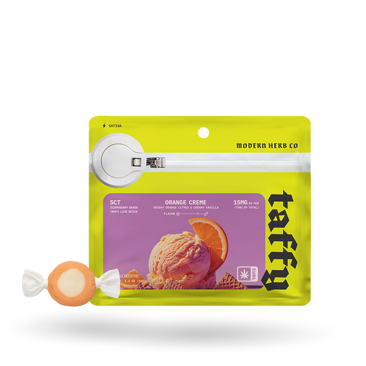 Live Resin D9 Taffy: Orange Creme (Sativa), 5ct, 12pk